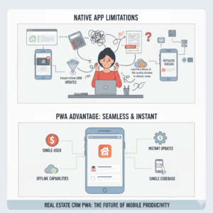 Real Estate CRM PWA: The Progressive Web App Advantage Over Native Apps