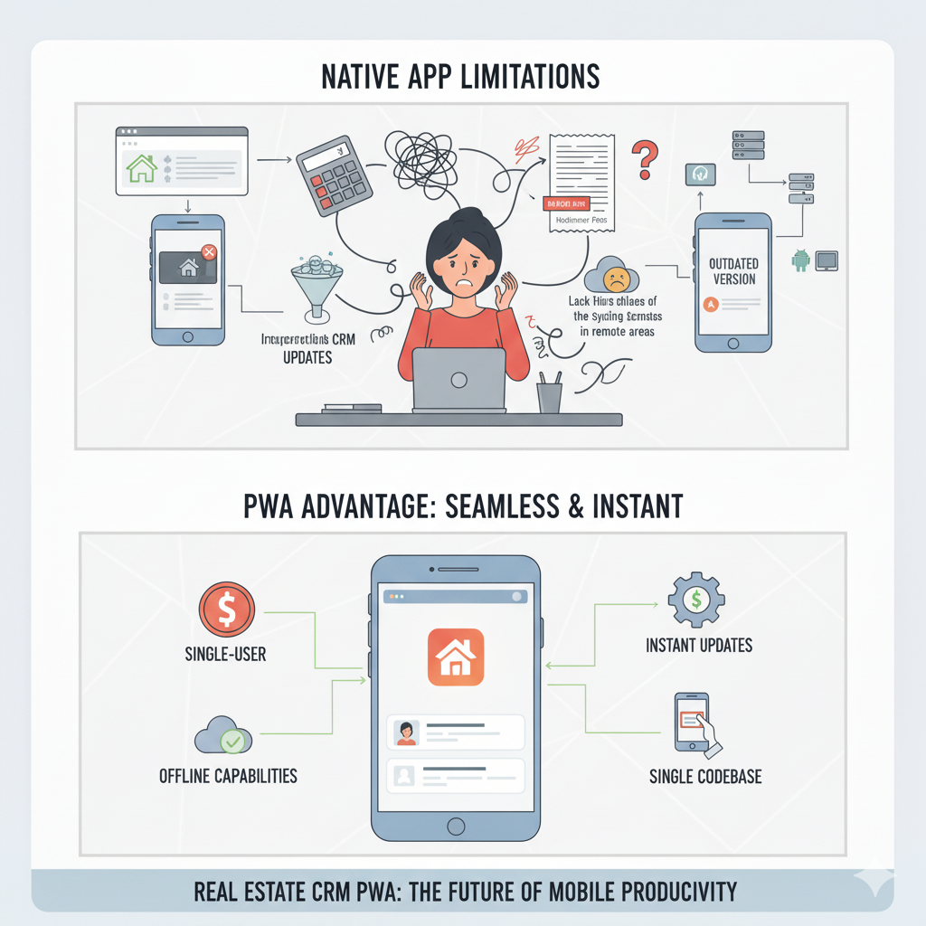 Real Estate CRM PWA: The Progressive Web App Advantage Over Native Apps 2 real estate CRM PWA