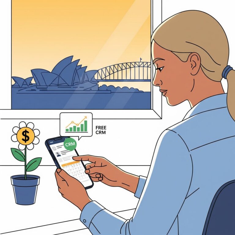 Real Estate sale agent using our Free real estate CRM Australia on her mobile phone