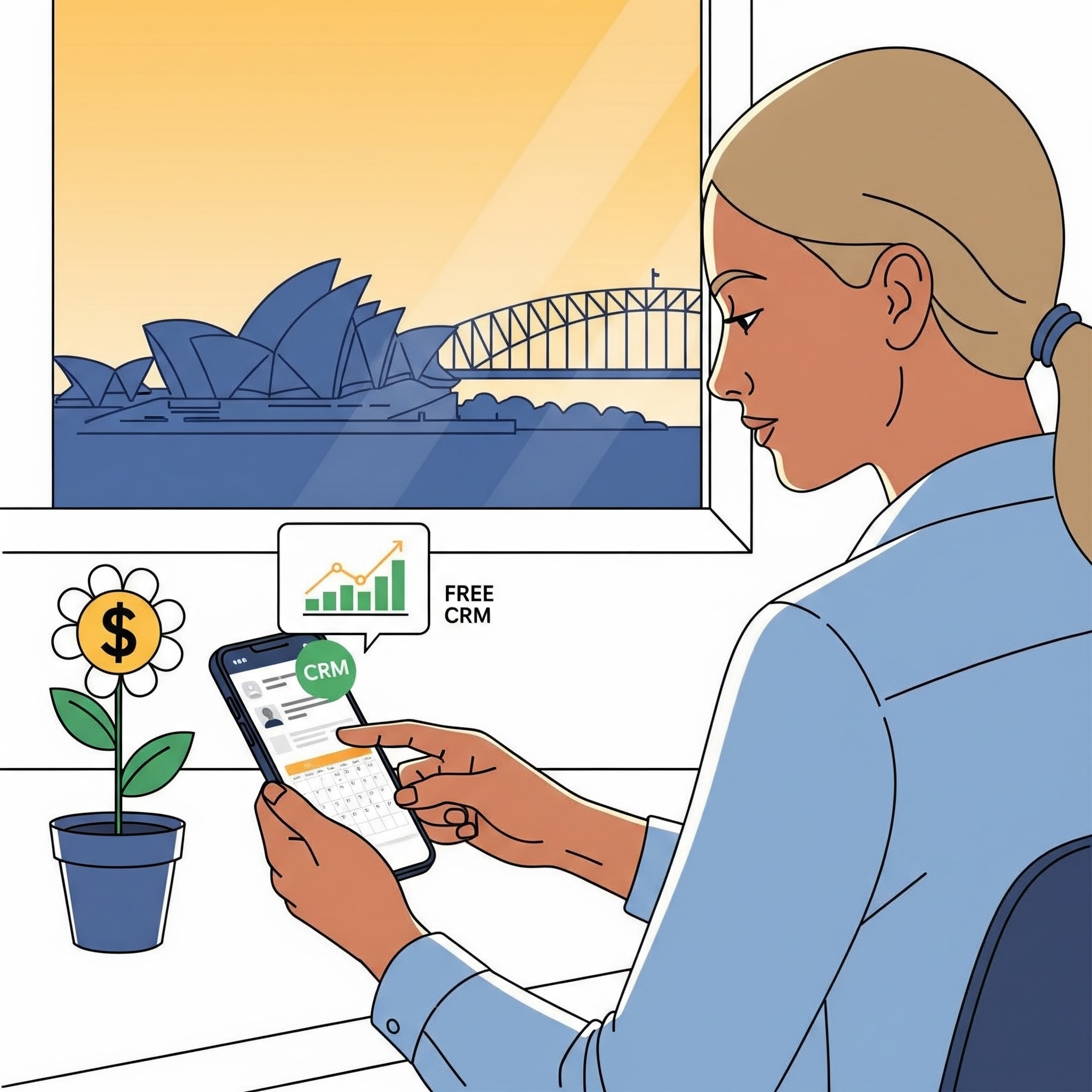 Real Estate sale agent using our Free real estate CRM Australia on her mobile phone