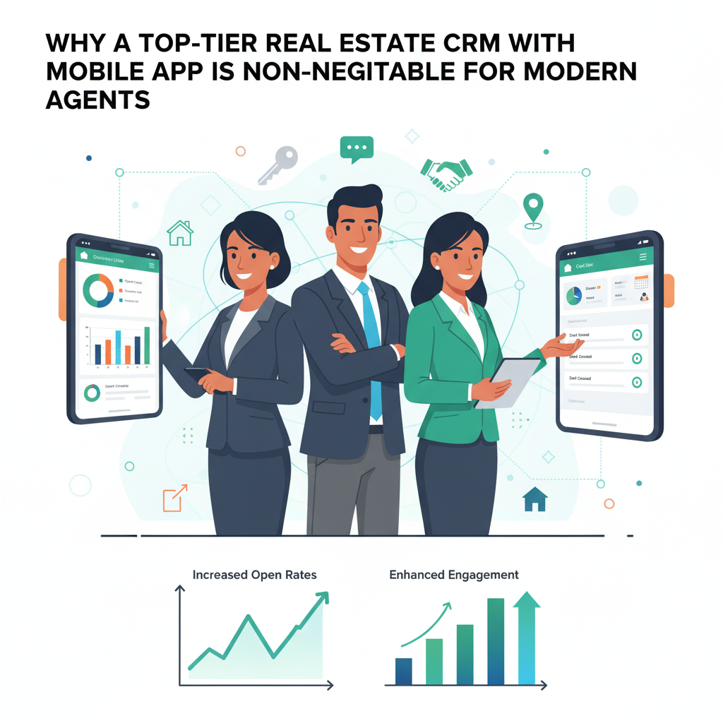Real estate agents using mobile CRM.